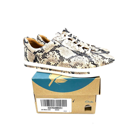 Clarks Unstructured Women Un Maui Lace Sneakers- Snake Leather, US 6M - Picture 1 of 10